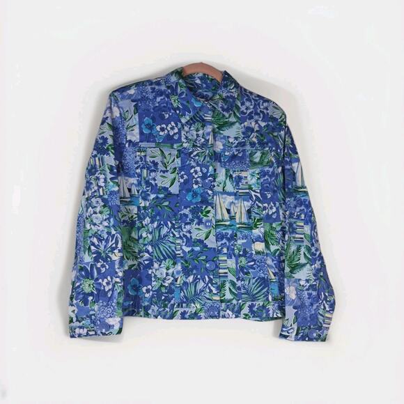 Drapers and Damons Women's Floral Light Jacket Petite‎ size XL - Picture 1 of 6